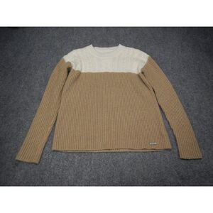 Superdry Sweater Women's Small Two-Tone Beige White Cable Knit Wool Acrylic